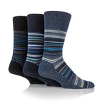 Charger l'image dans la galerie, Lot de 3 paires de chaussettes en coton Bigfoot pour homme – Rayures bleu marine
