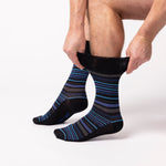 Charger l'image dans la galerie, Lot de 3 paires de chaussettes en coton Bigfoot pour homme – Rayures bleu marine