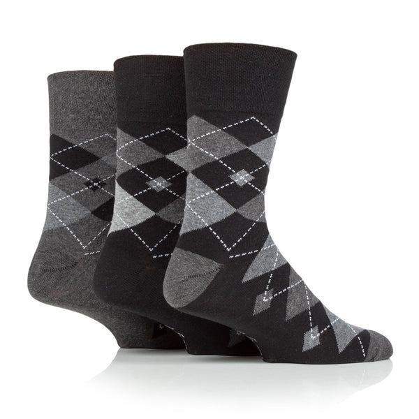 Lot de 3 paires de chaussettes homme en coton à motif losanges – Leven noir/anthracite