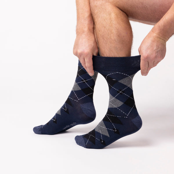 Lot de 3 paires de chaussettes homme en coton à motif losanges – Leven Black Mix