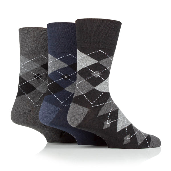 Lot de 3 paires de chaussettes homme en coton à motif losanges – Leven Black Mix