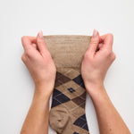 Charger l'image dans la galerie, Lot de 3 paires de chaussettes en coton à motif losanges pour homme – Marron Leven/Naturel