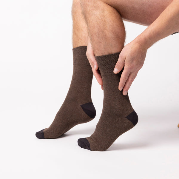 3 Pairs Men's Apex Cotton Socks - Brown