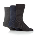 Charger l'image dans la galerie, Lot de 3 paires de chaussettes en coton à fines rayures Nova pour homme - Noir/Bleu marine/Anthracite