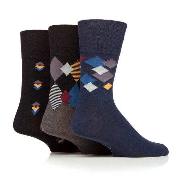 Lot de 3 paires de chaussettes en coton à motif losanges pour homme - Metro