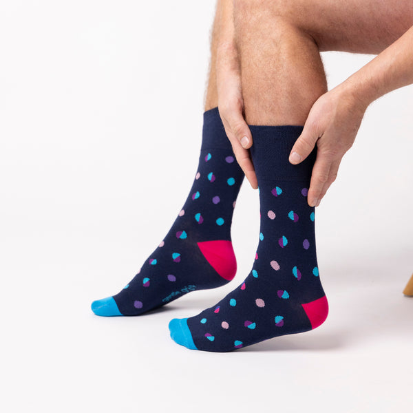 Lot de 3 paires de chaussettes en coton pour homme - Motif à pois fluo