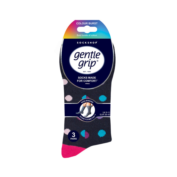 Lot de 3 paires de chaussettes en coton pour femme, grande taille, motif pois