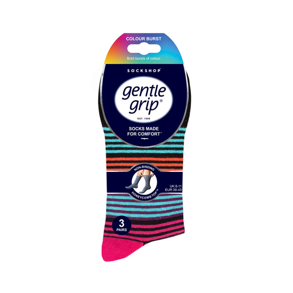 Lot de 3 paires de chaussettes en coton à rayures pour femme, grande taille