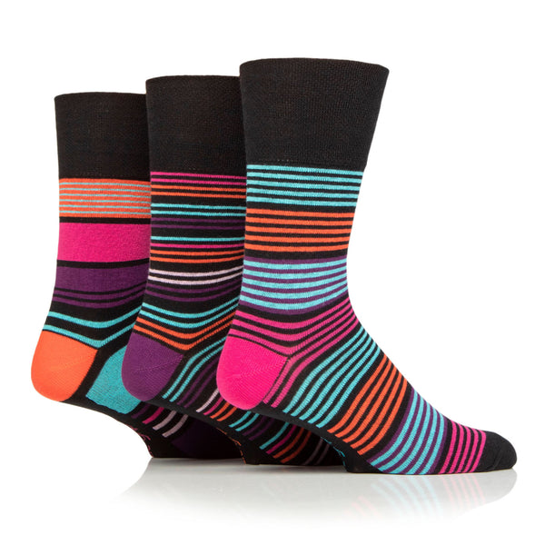 Lot de 3 paires de chaussettes en coton à rayures pour femme, grande taille