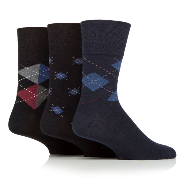 Lot de 3 paires de chaussettes en coton à motif argyle pour homme - Noir