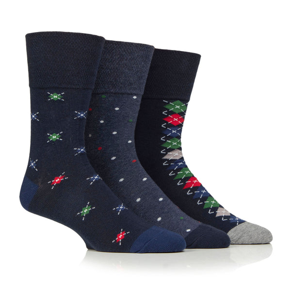 Lot de 3 paires de chaussettes en coton à motif losanges pour homme