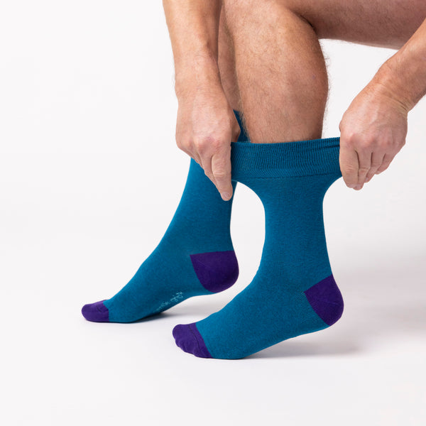 Lot de 3 paires de chaussettes en coton pour homme, motif coloré - Aqua
