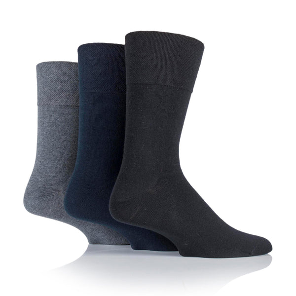 3 paires de chaussettes en bambou pour homme - Noir/Anthracite/Marine