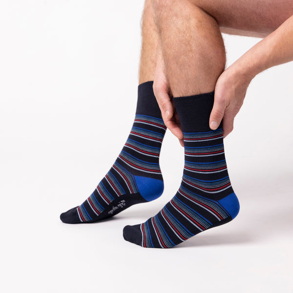 3 paires de chaussettes en bambou pour homme - Rayures marinières