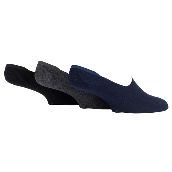 3 Pairs Men's Invisible Socks - Black/Grey/Navy