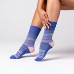 Load image into Gallery viewer, 3 Pairs Ladies Cotton Socks - Pink Stripes
