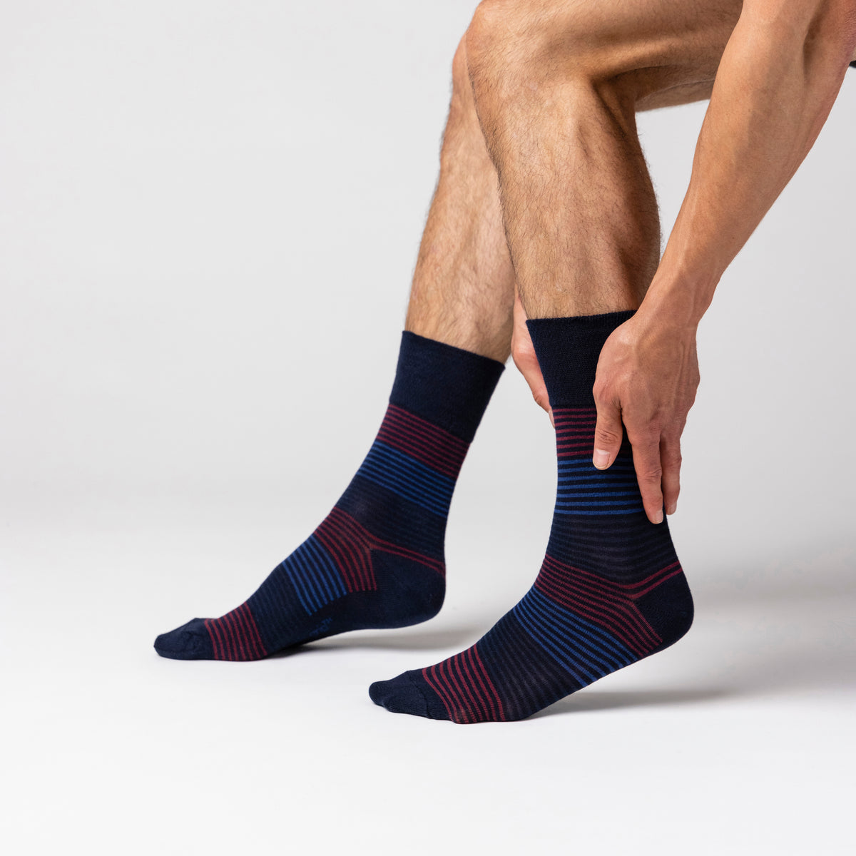 Lot de 3 paires de chaussettes en coton pour homme – Rayures royales