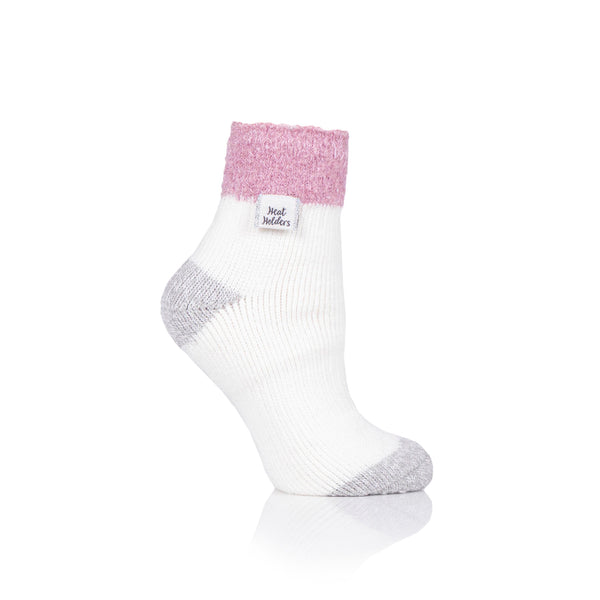 Ladies Original Sleep Socks with Feather Top - Pink & Cream