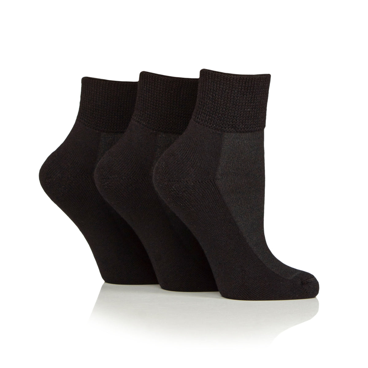 3 paires de chaussettes coussinées pour diabétiques - Noires