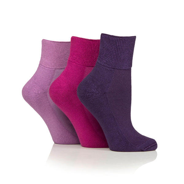 3 Pairs Cushion Foot Bamboo Diabetic Ankle Socks - Blackberry