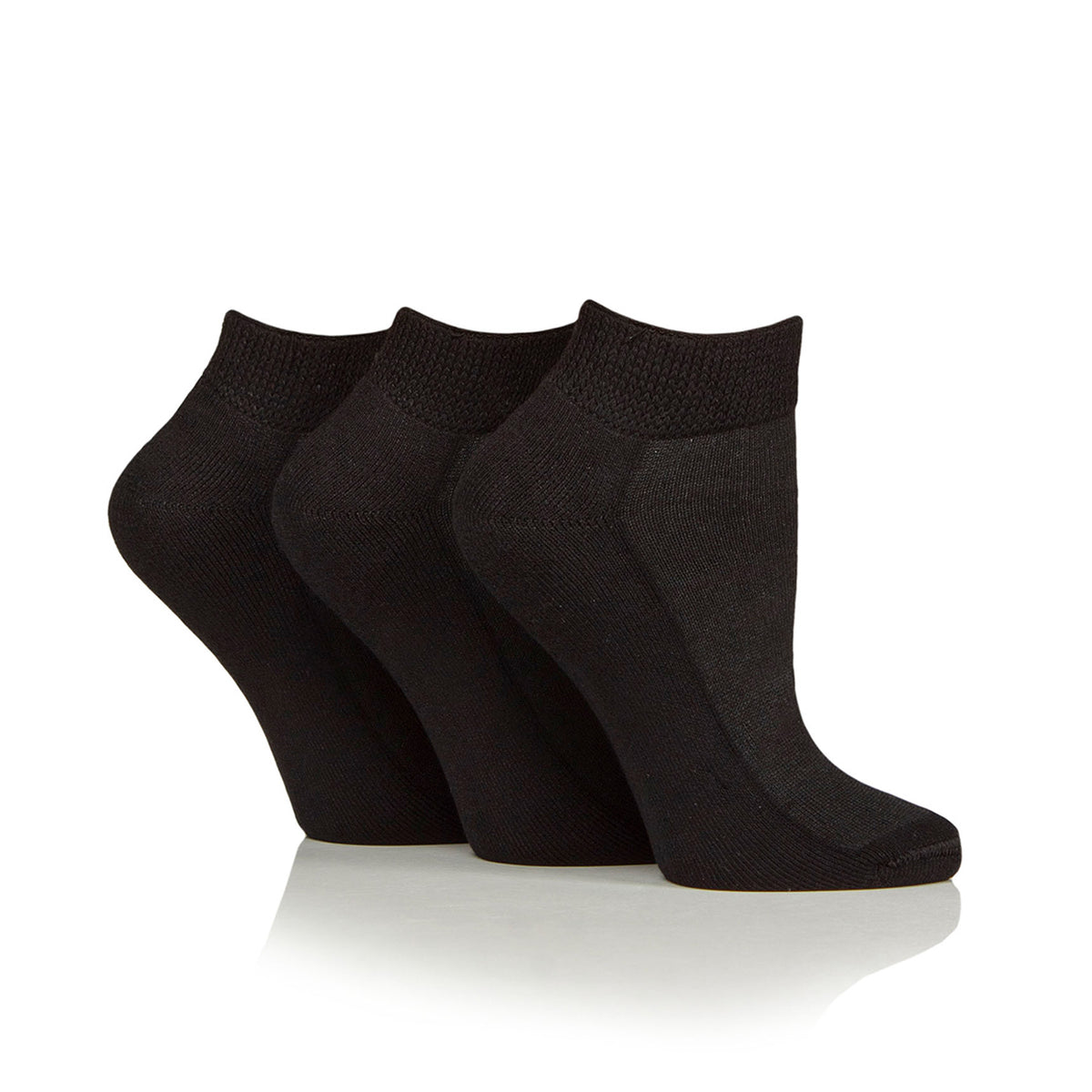 3 paires de chaussettes d'entraînement pour diabétiques avec coussinets - Noir