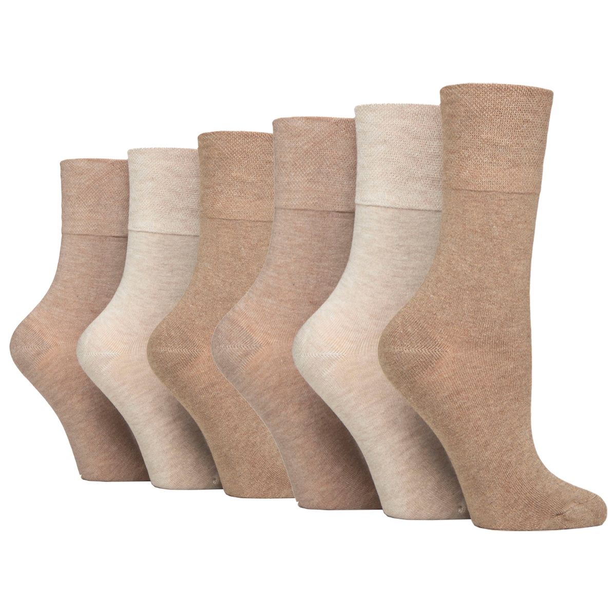 6 paires de chaussettes diabétiques en bambou pour femmes - Mélange naturel