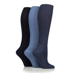 Charger l'image dans la galerie, 3 paires de chaussettes en bambou pour diabétiques, longueur genou, coussinées - Denim
