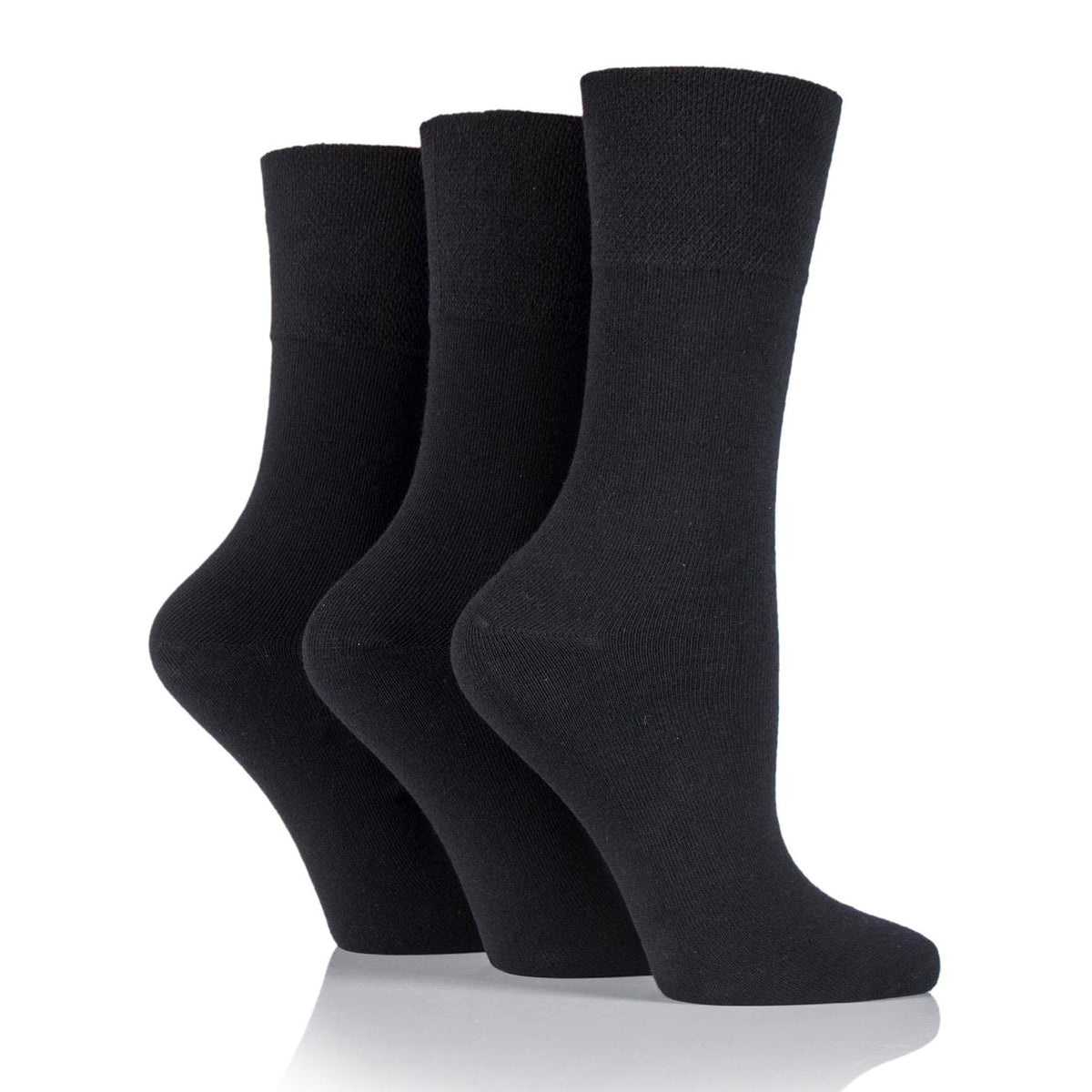 6 paires de chaussettes pour diabétiques pour femmes - Noir