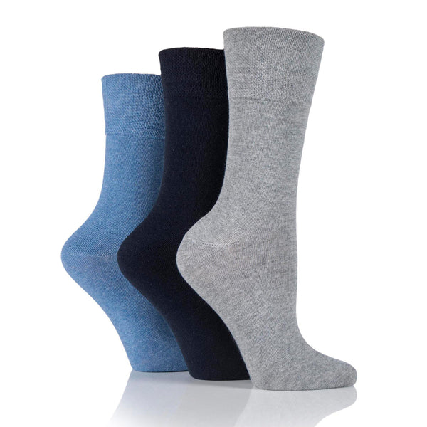 6 paires de chaussettes diabétiques pour femmes - Bleu/Gris
