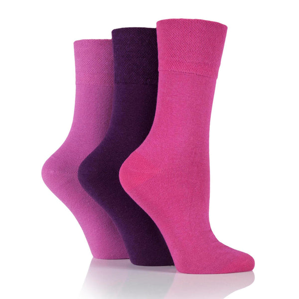 6 paires de chaussettes diabétiques pour femmes - Rose/Violet