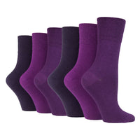 6 paires de chaussettes diabétiques pour femmes - Mélange violet