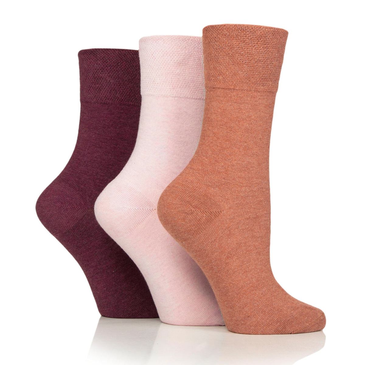 6 paires de chaussettes diabétiques pour femmes - Mélange terre cuite