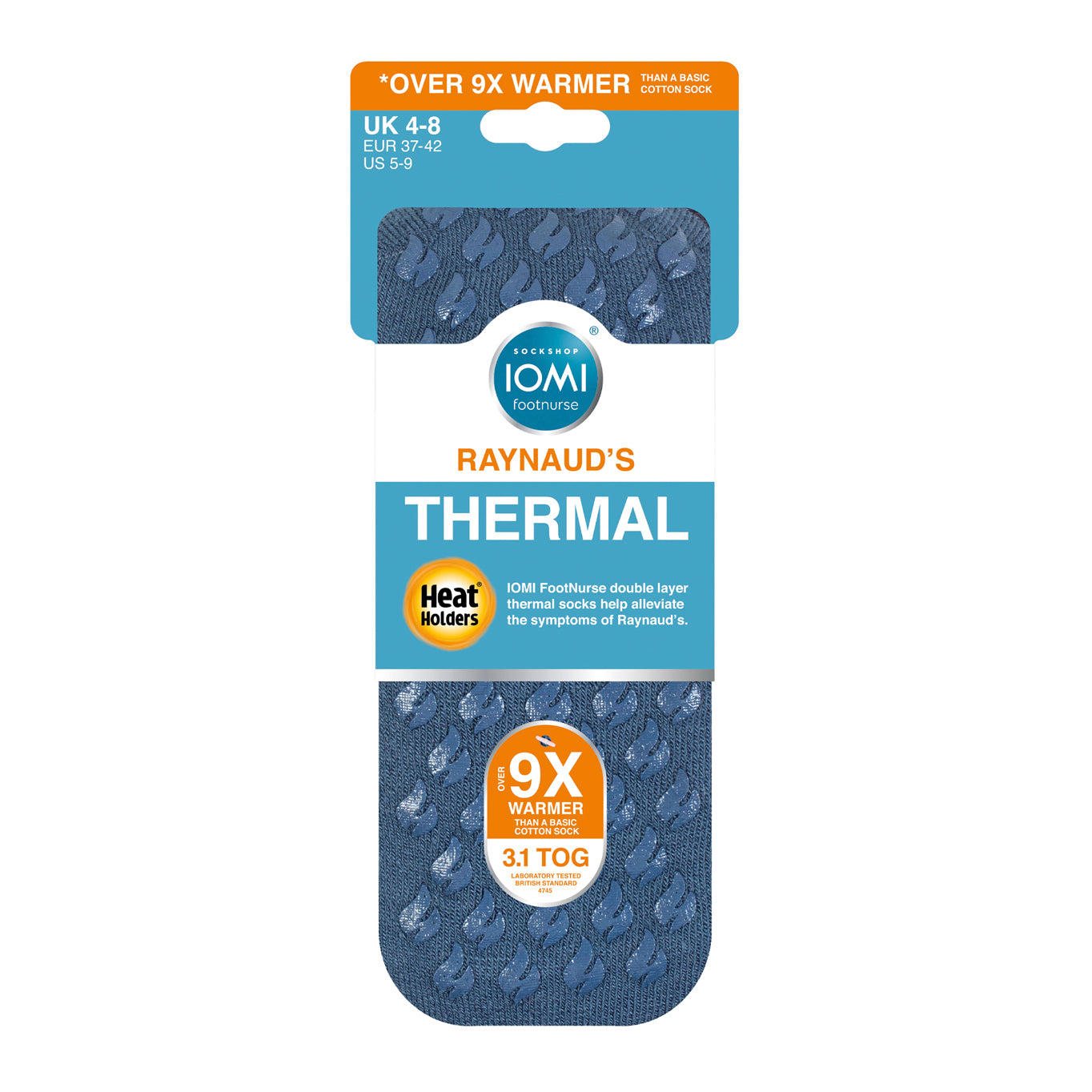 1 paire de chaussettes thermiques Raynaud pour femme - Denim