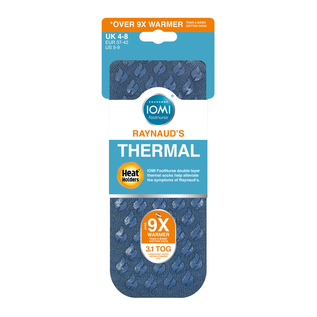 1 paire de chaussettes thermiques Raynaud pour femme - Denim