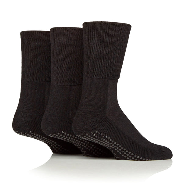 3 Pairs Cushion Foot Bamboo Diabetic Slipper Socks - Black