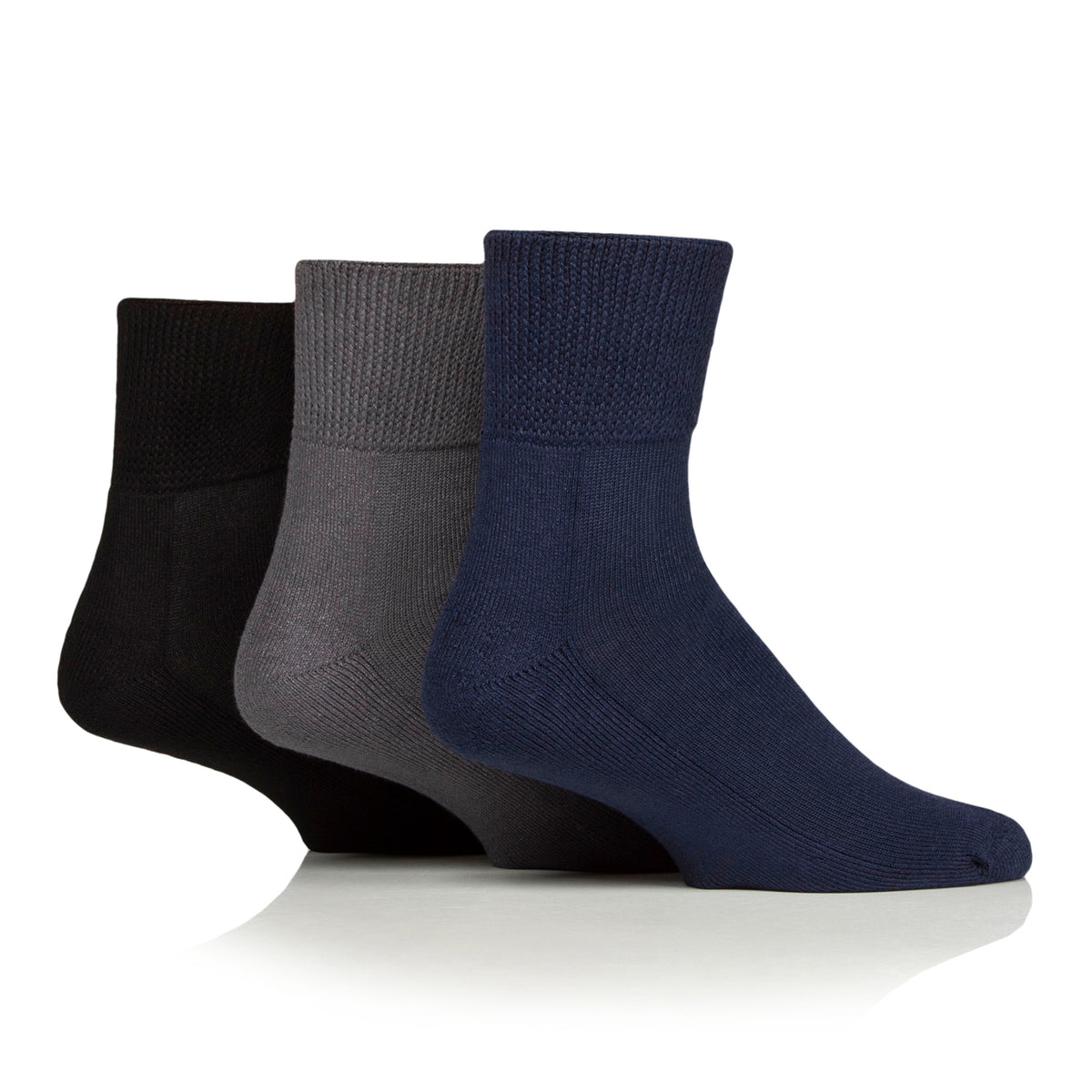 3 paires de chaussettes coussinées pour diabétiques - Noires