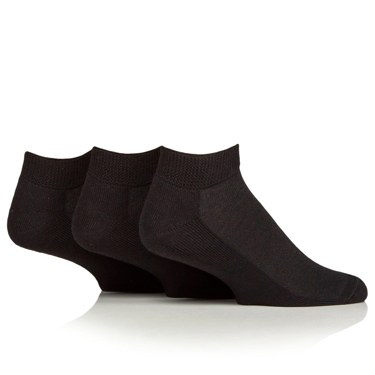 3 paires de chaussettes d'entraînement pour diabétiques avec coussinets - Noir
