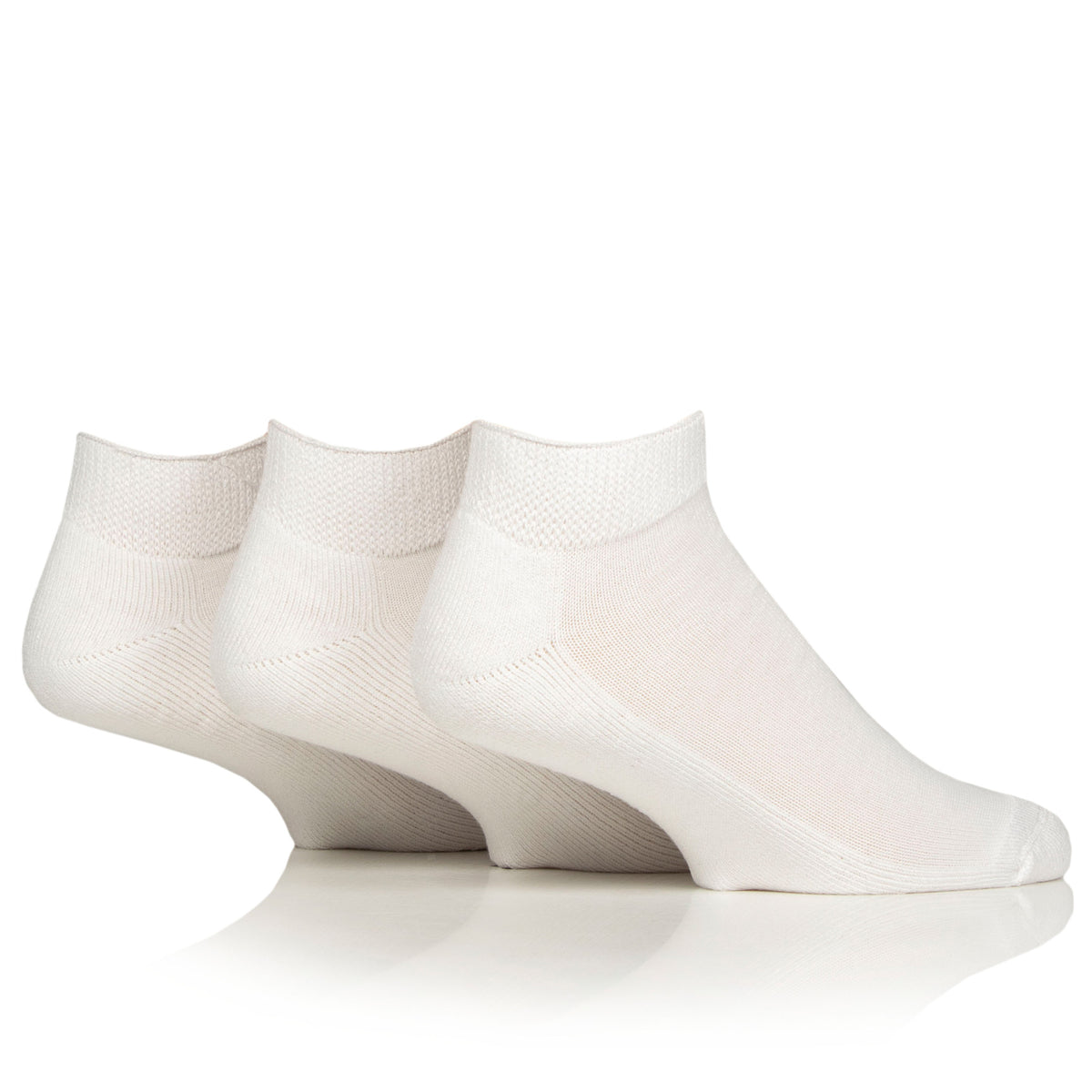 3 Pairs Cushion Foot Bamboo Diabetic Trainer Socks - White