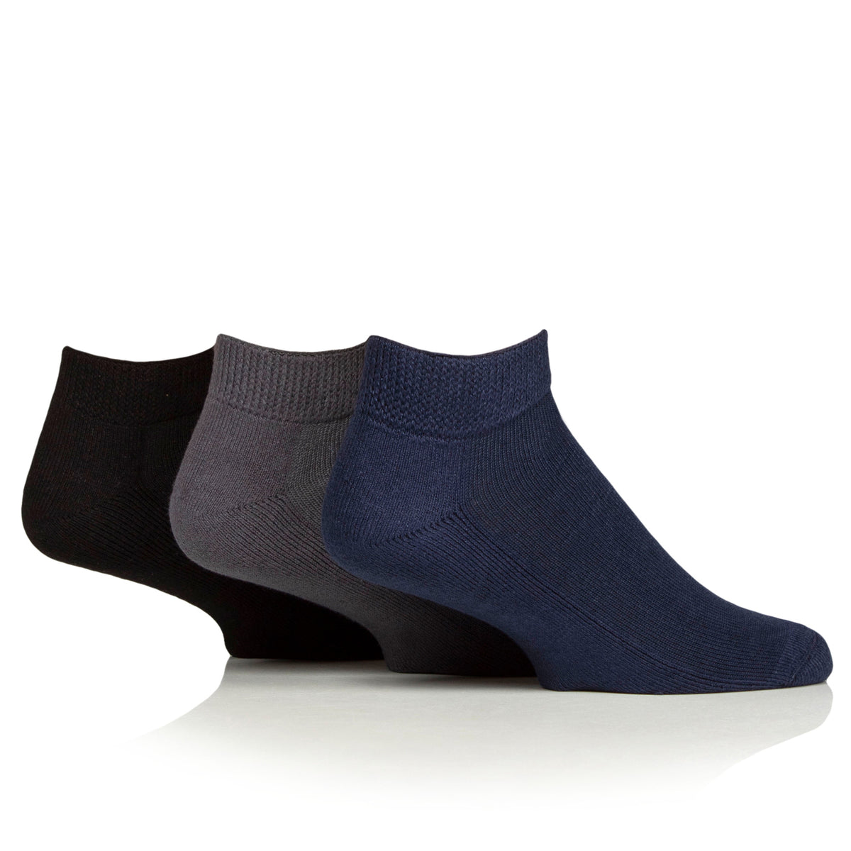 3 paires de chaussettes d'entraînement pour diabétiques avec coussinets - Noir