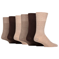 6 paires de chaussettes diabétiques en bambou pour homme - Mélange marron