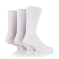 3 Pairs Men's Bamboo Diabetic Socks - White
