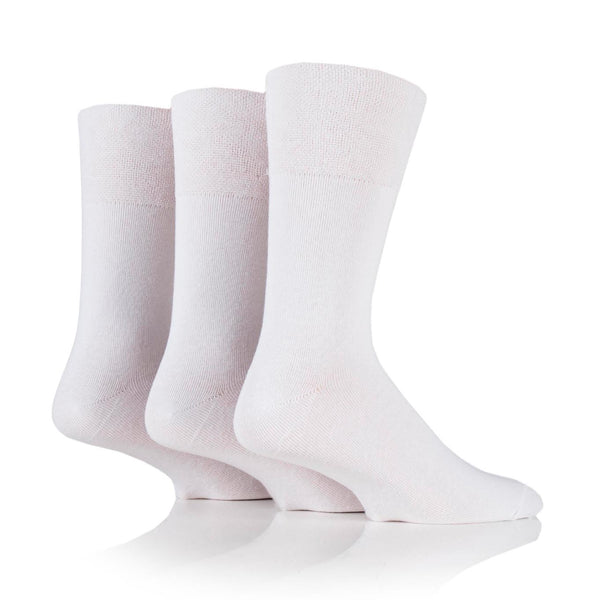 3 Pairs Men's Bamboo Diabetic Socks - White