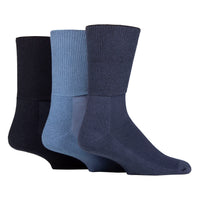 3 Pairs Cushion Foot Bamboo Diabetic Socks - Denim Mix