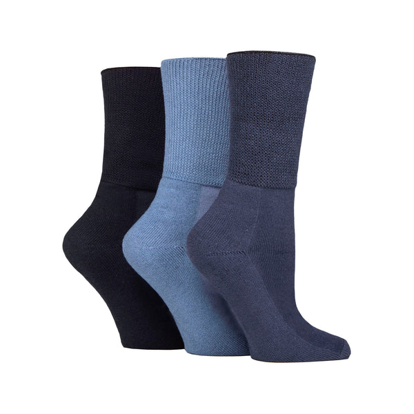3 Pairs Cushion Foot Bamboo Diabetic Socks - Denim Mix