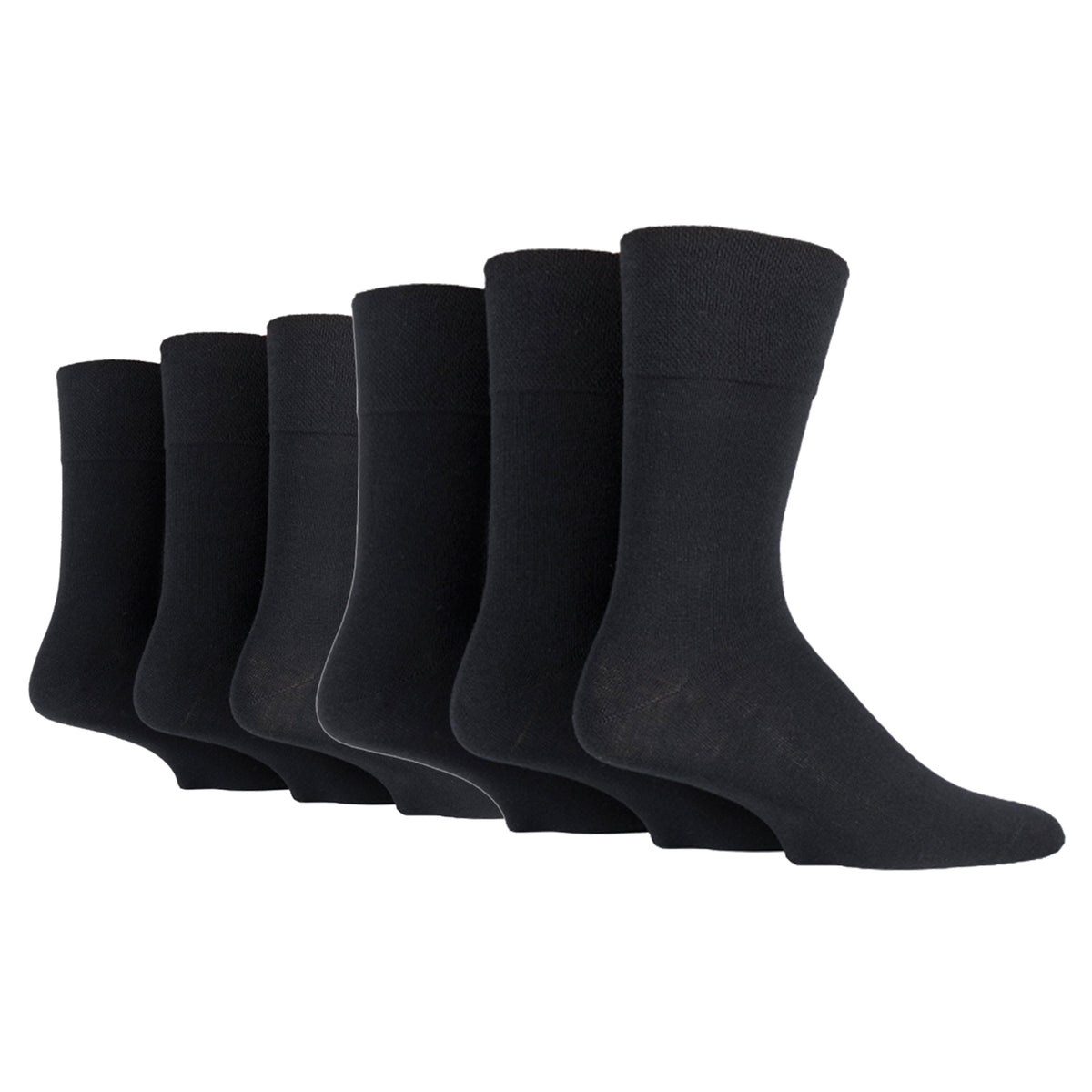 6 paires de chaussettes pour diabétiques BigFoot pour homme - Noir