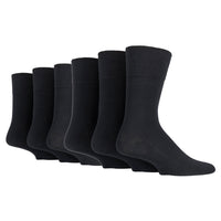 6 paires de chaussettes diabétiques en bambou pour homme - Noir