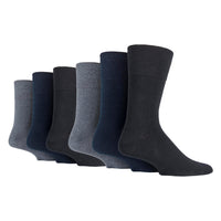 6 paires de chaussettes diabétiques en bambou pour homme - Noir/Bleu marine/Gris