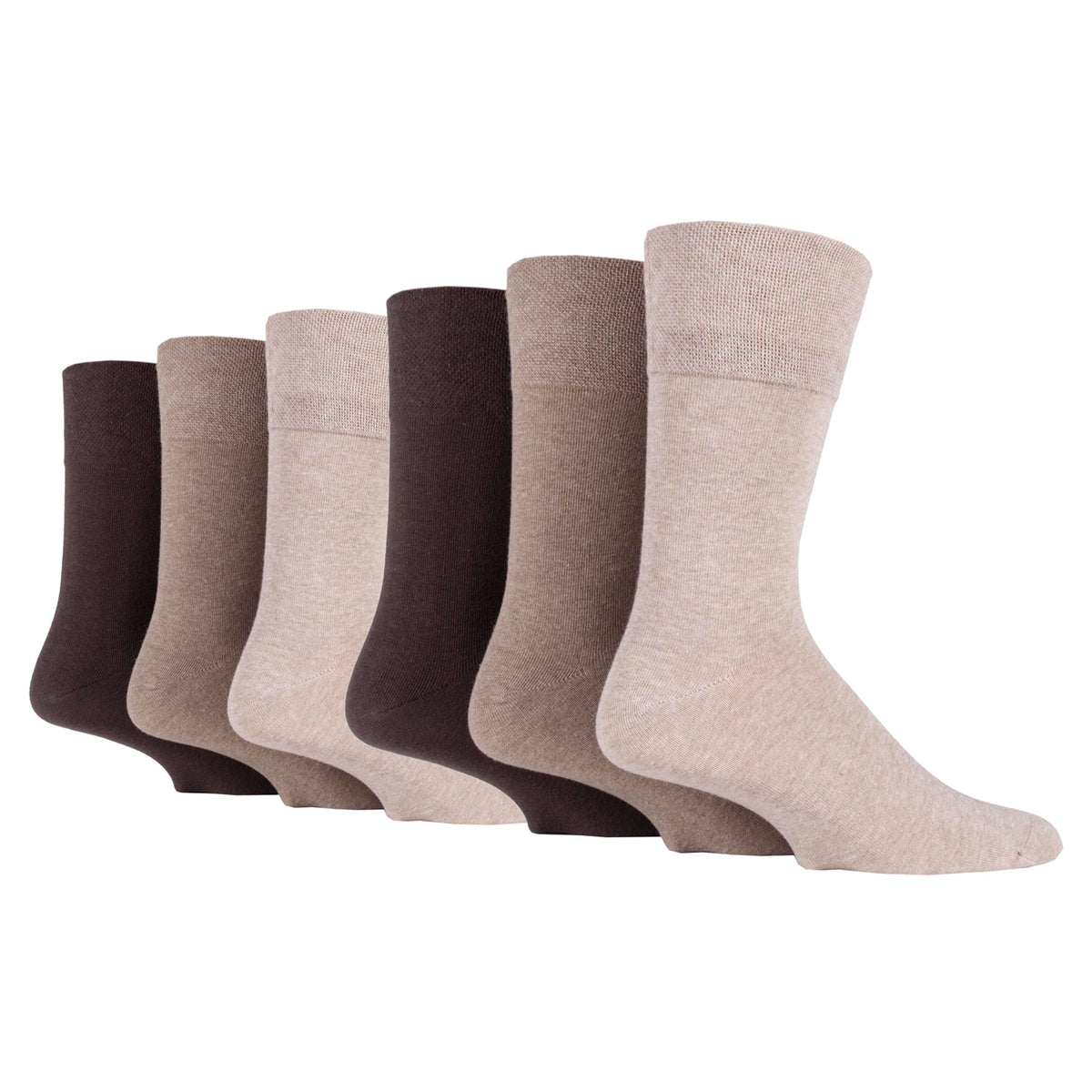 6 paires de chaussettes diabétiques BigFoot pour homme - Marron