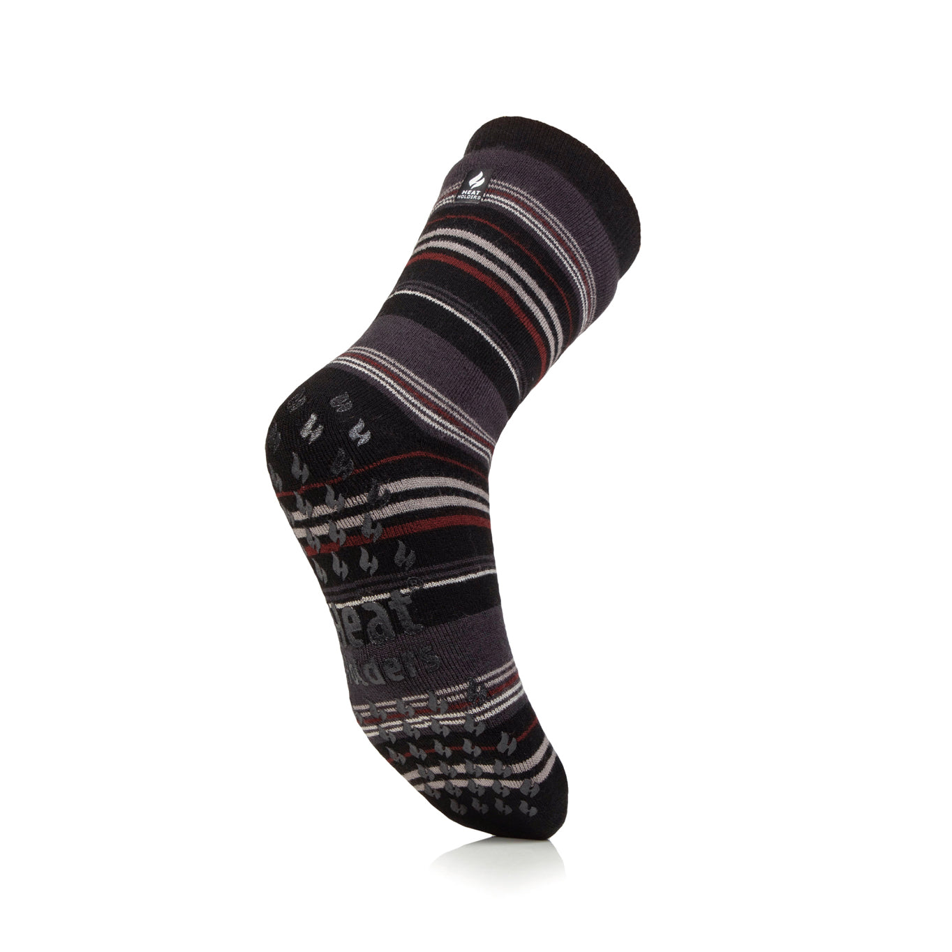 1 paire de chaussettes thermiques Raynaud pour homme - Rayures noires