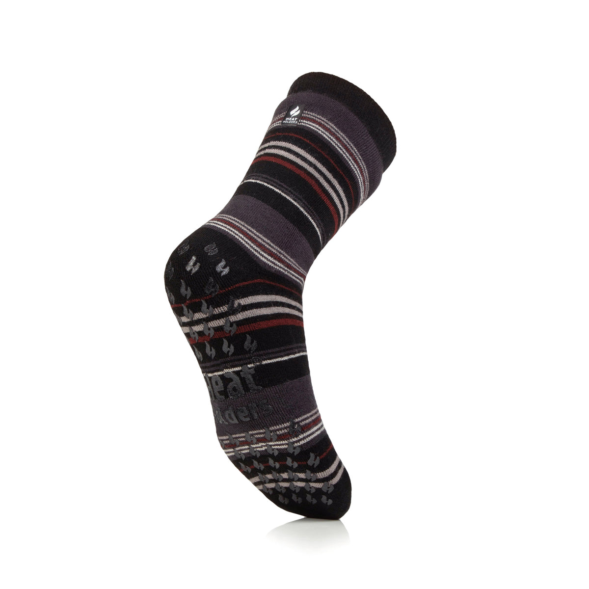 1 paire de chaussettes thermiques Raynaud pour homme - Rayures noires